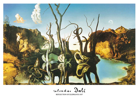 Reflections of Elephants Salvador Dali Print